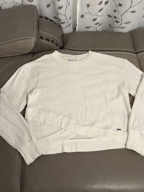 Hollister Cream Waffle Knit Crewneck Sweater
